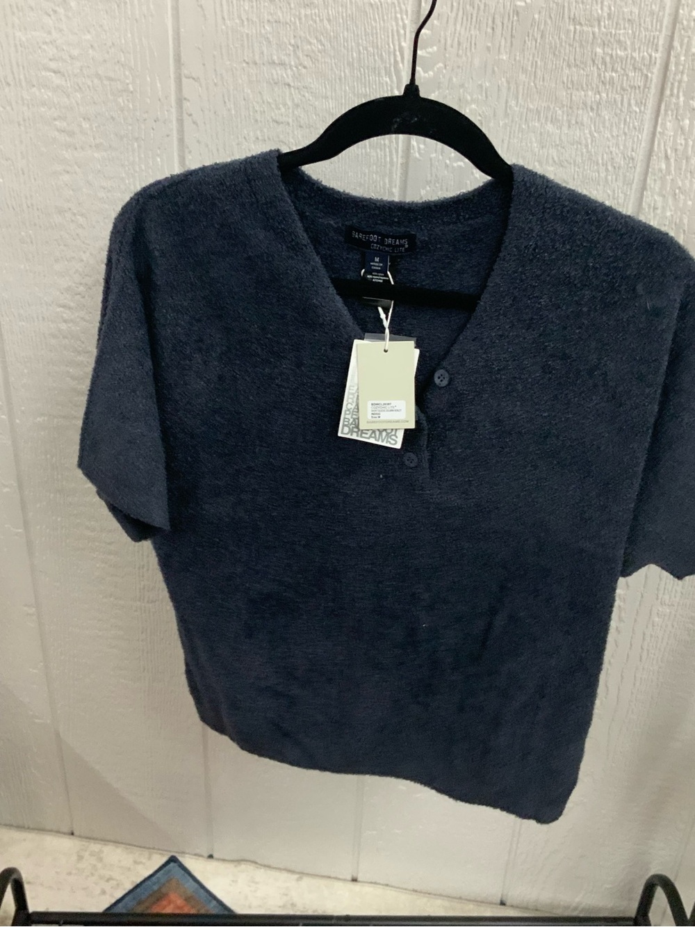Barefoot Dreams Navy Short-Sleeve Terry Henley